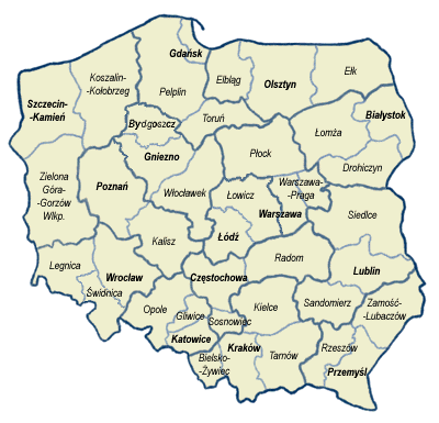 mapa diecezji polskich